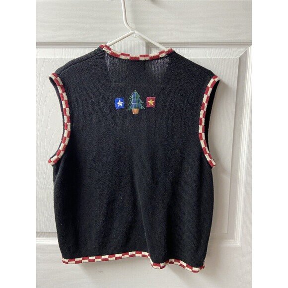 Designer Origional Studio Womens Large Black All Holidays Knit Decorated Vest - Picture 2 of 8